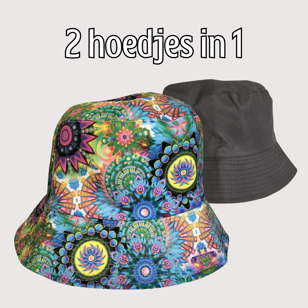Hoedje 2 in 1 Bloem blauw