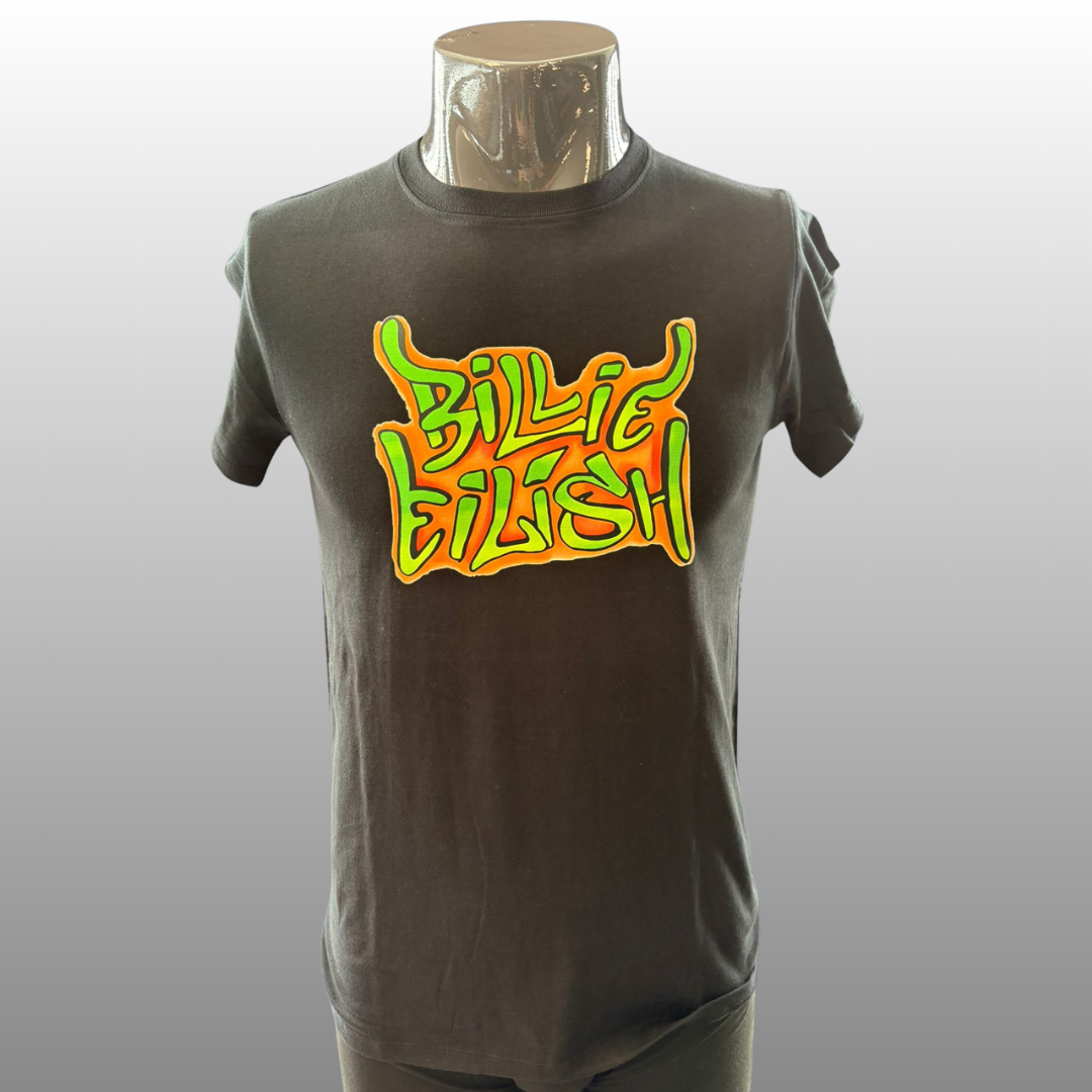 Neon Street Style T-shirt – Urban Graffiti Design (Zwart, Maat S)