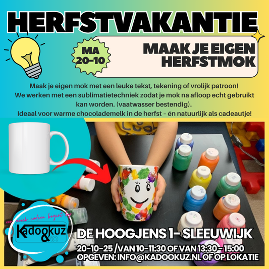 Maak je Eigen Herfstmok Maandag 20-10 van 10:00-11:30uur