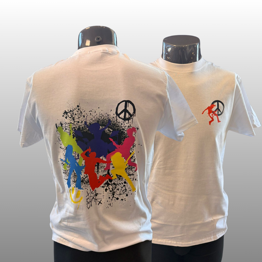 Festival Vibes T-shirt – Artistiek Shirt met Backprint & Peace Design (Unisex)