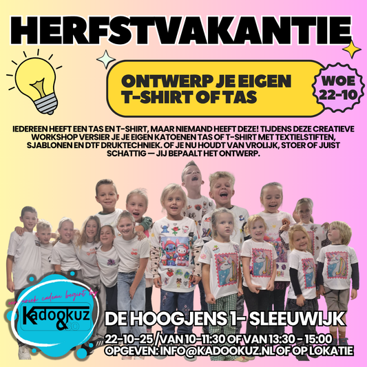 Ontwerp je eigen tas of t-shirt  Woensdag 22-10 van 13:30 - 15:00 uur
