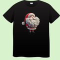 Zwart T-shirt met print van een knuffelbare kerstman met grote witte krullenbaard