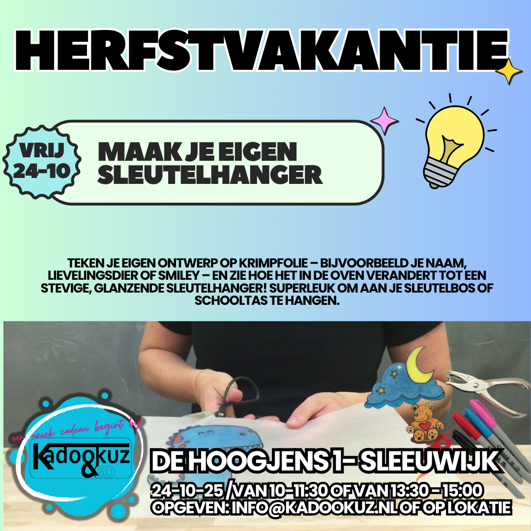 Maak je eigen sleutelhanger  Vrijdag 24-10 van 13:30-15:00 uur