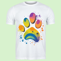 Kleurrijke Pootafdruk – Wit Honden T-shirt