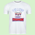 Wit T-shirt met print Willies Kingsday Fashion en drie shotglaasjes in rood, wit en blauw