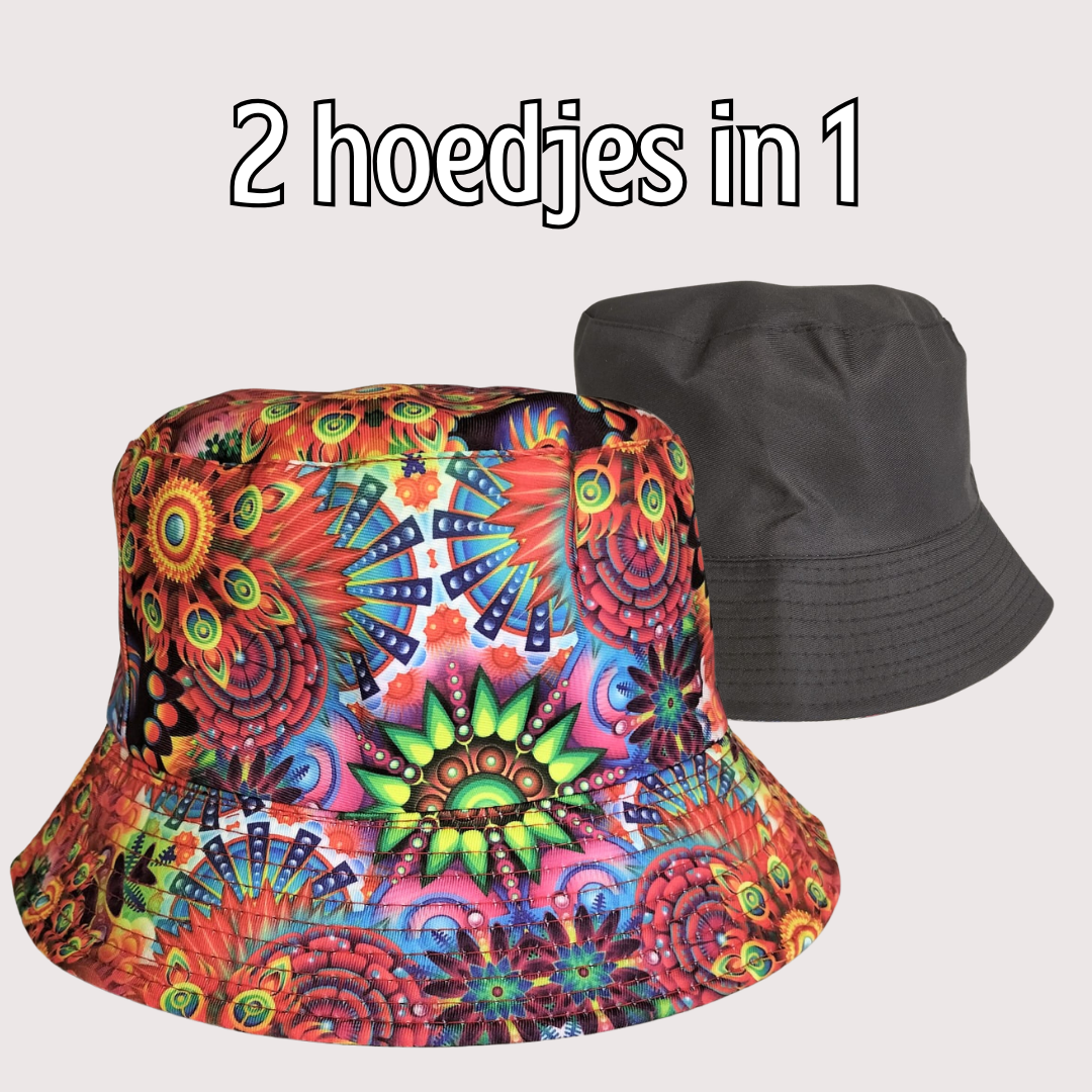 Hoedje 2 in 1 Bloem rood