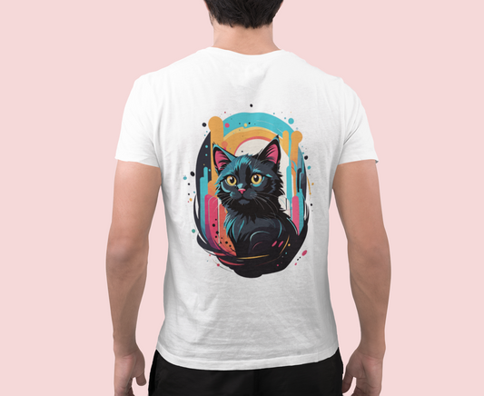 Kadookuz & So T-shirt Kleurrijke Kat – Wit – Katten Design Shirt – Unisex
