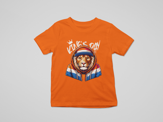 Koningsdag kinder T-shirt – King’s Day leeuw oranje shirt