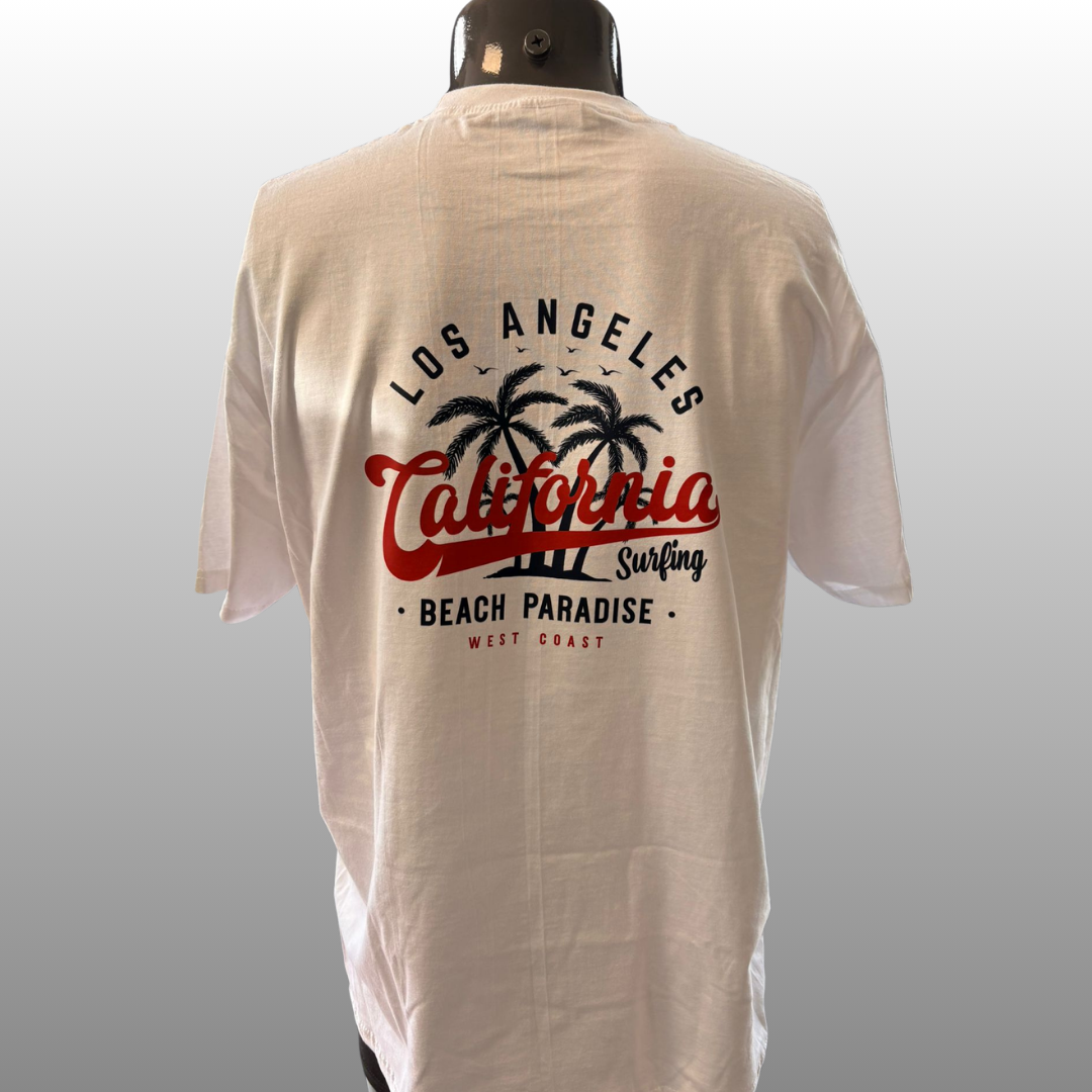 Los Angeles California T-shirt – Wit (Maat XL, Backprint)