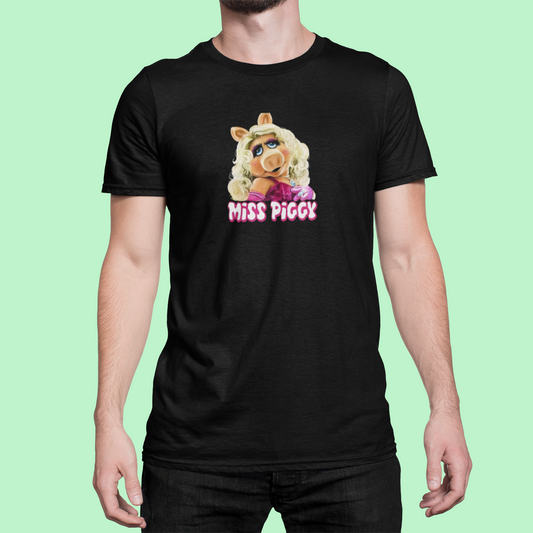 Miss Piggy T-shirt zwart – The Muppets retro cartoon print