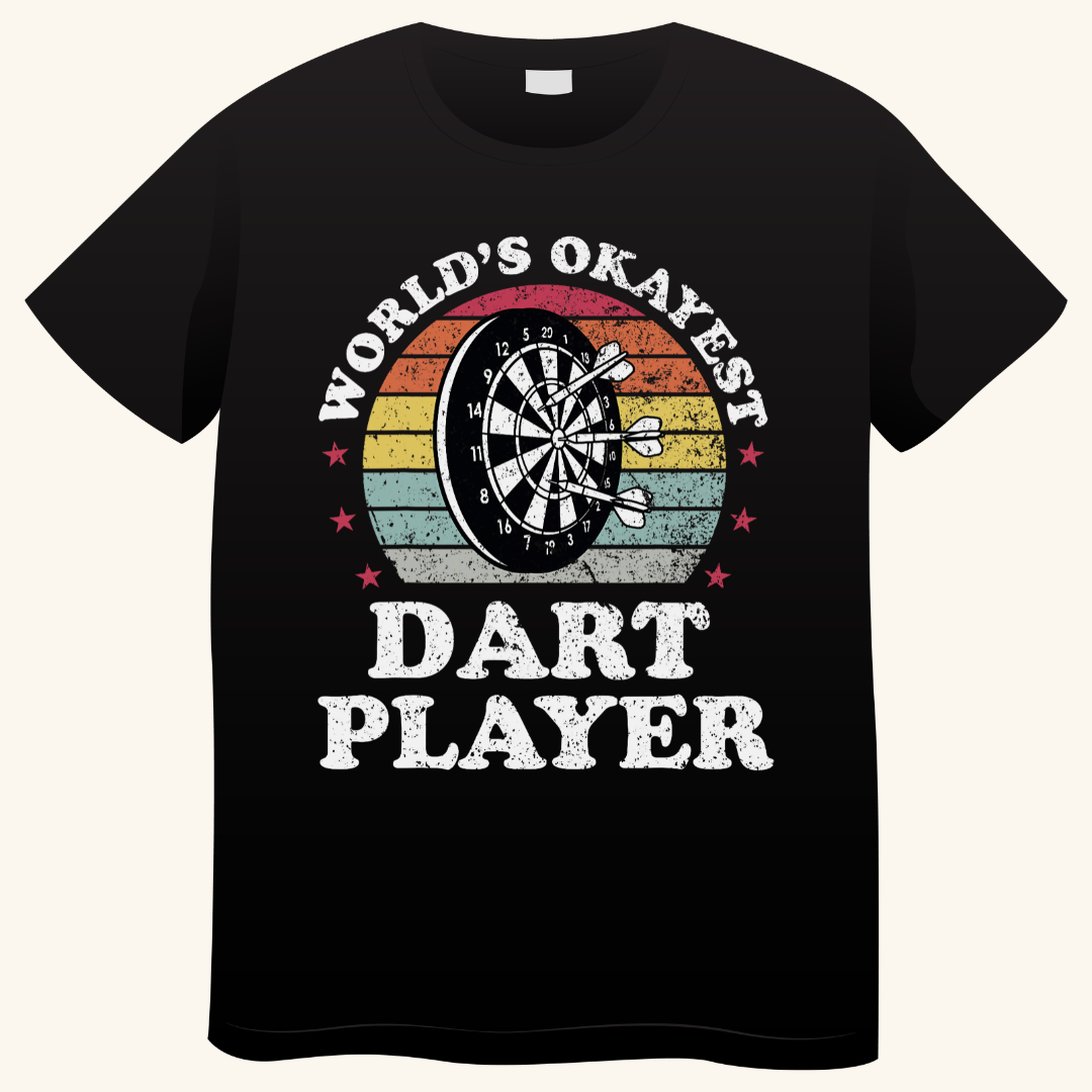 World's Okayest Dart Player – Retro Darts T-shirt