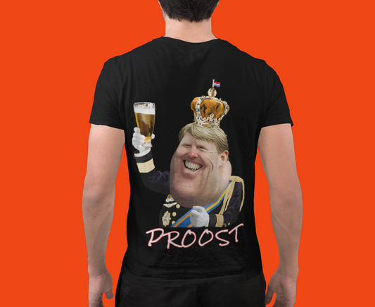 Kadookuz & So T-shirt “Willem zegt: Waar is dat Feessie?” – Zwart – Humor Feestshirt – Unisex