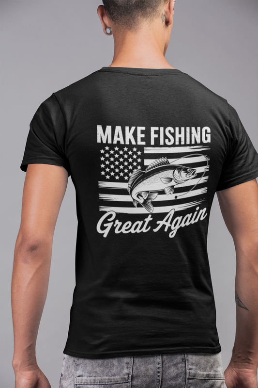 Kadookuz & So T-shirt “Make Fishing Great Again” – Zwart of groen – Vissen Humor Shirt – Unisex