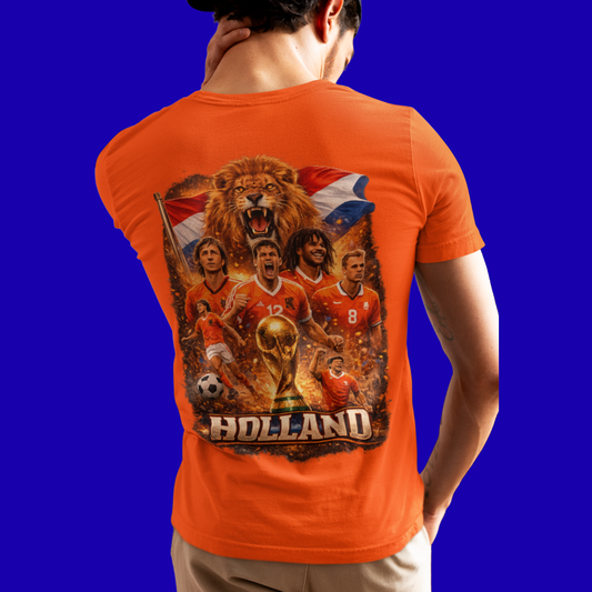 Kadookuz & So T-shirt Holland Leeuw & Voetbal – Oranje – Supportersshirt – Unisex