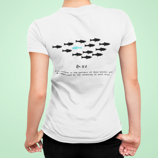 Romans 12:2 T-shirt – Faithwear Achterkant